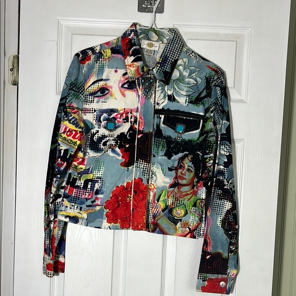 Vibrant Graphic Women's Jean Jacket - Picture 1 of 5